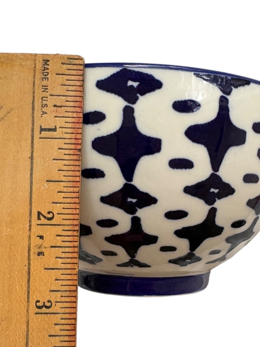 bowl WEST ELM 4" wide blue white ceramic indigo tie-dye serving piece trinkets - Picture 9 of 10